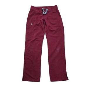Figs Technical Collection Scrub Pants Women's Small Burgundy Stretch Medical Nur